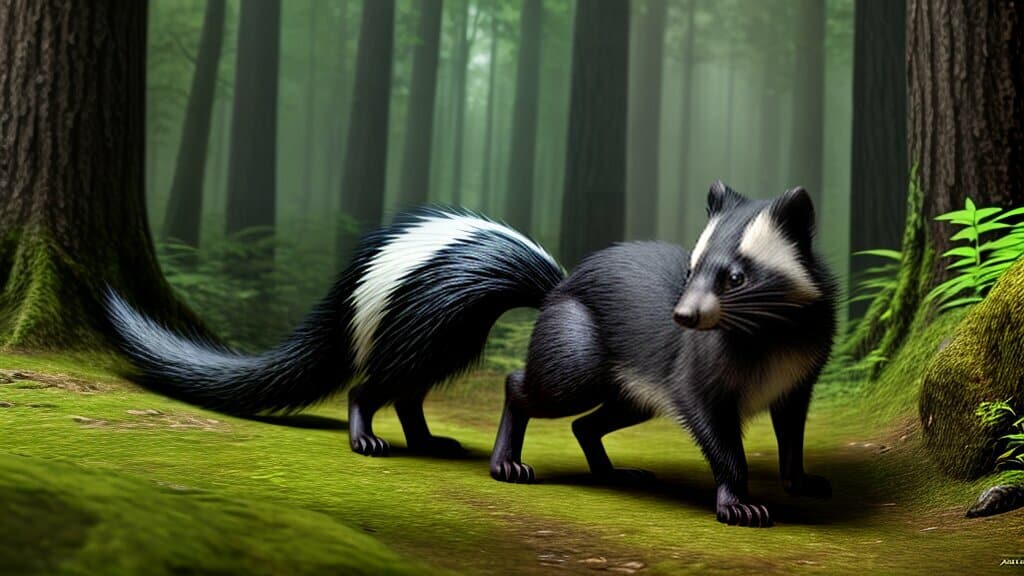 skunk in a forest
