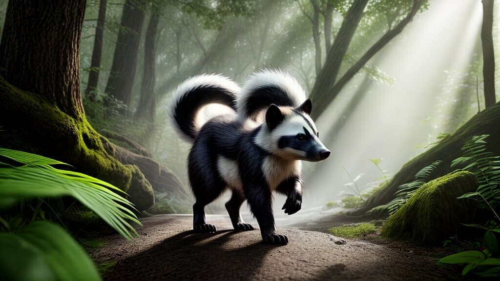 skunk in the woods